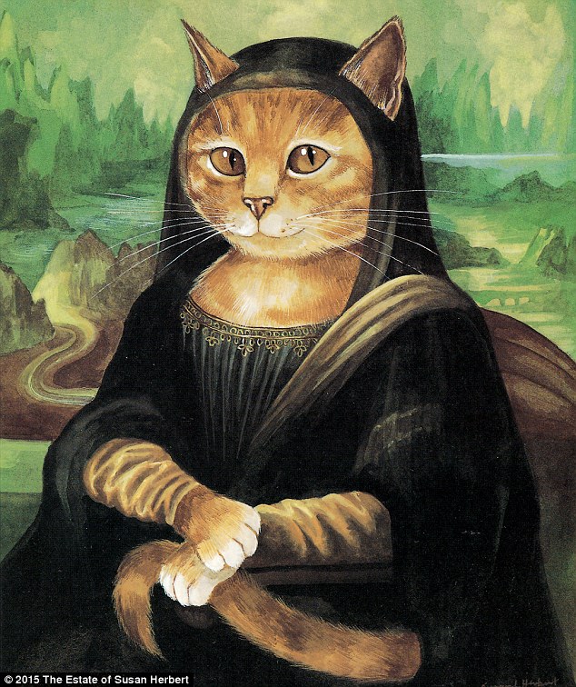A rendition of Leonardo Da Vinci's Mona Lisa as a cat